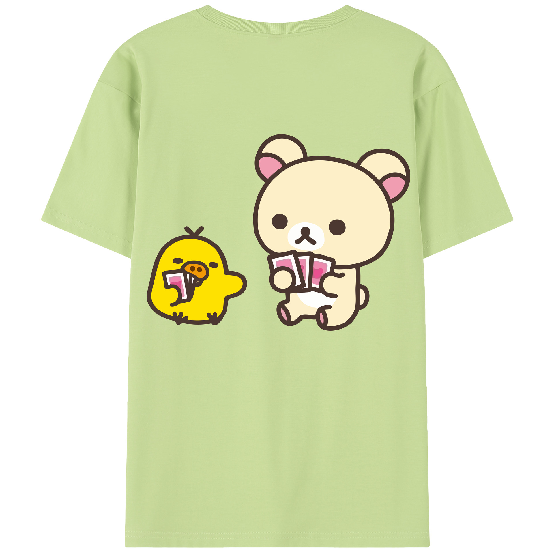 （画像用） リラックマ リラックマ キイロイトリ Rilakkuma Korilakkuma Kiiroitori 綿100％半袖Tシャツ（背面プリント）